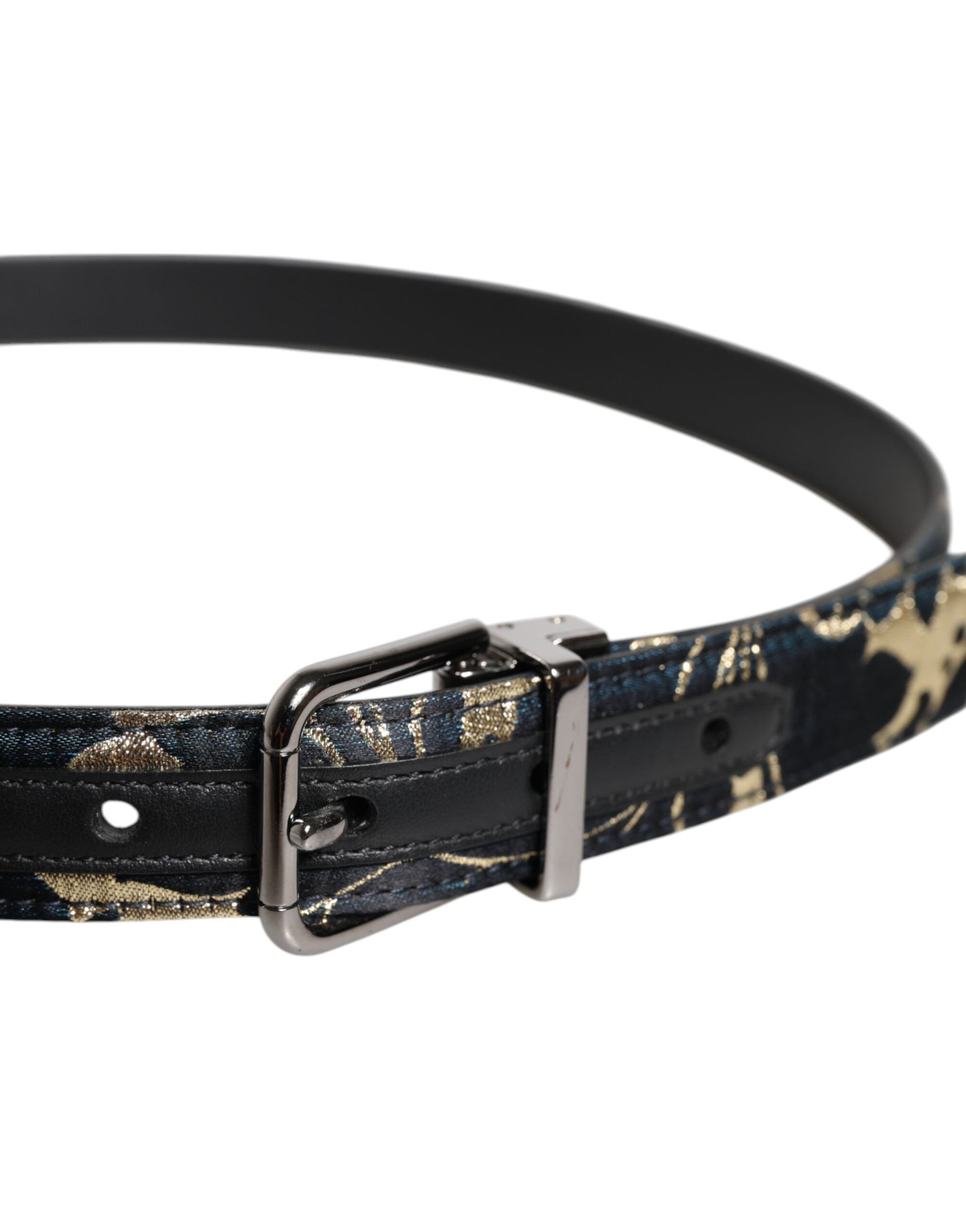 Flerfarget jacquard-skinnbelte med logospenne