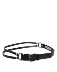 Dolce & Gabbana Black Leather Classic Metal Logo Buckle Belt
