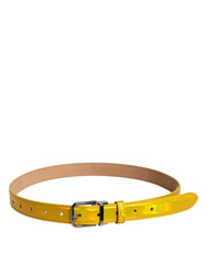 Dolce & Gabbana Metallic Yellow Leather Metal Logo Buckle Belt