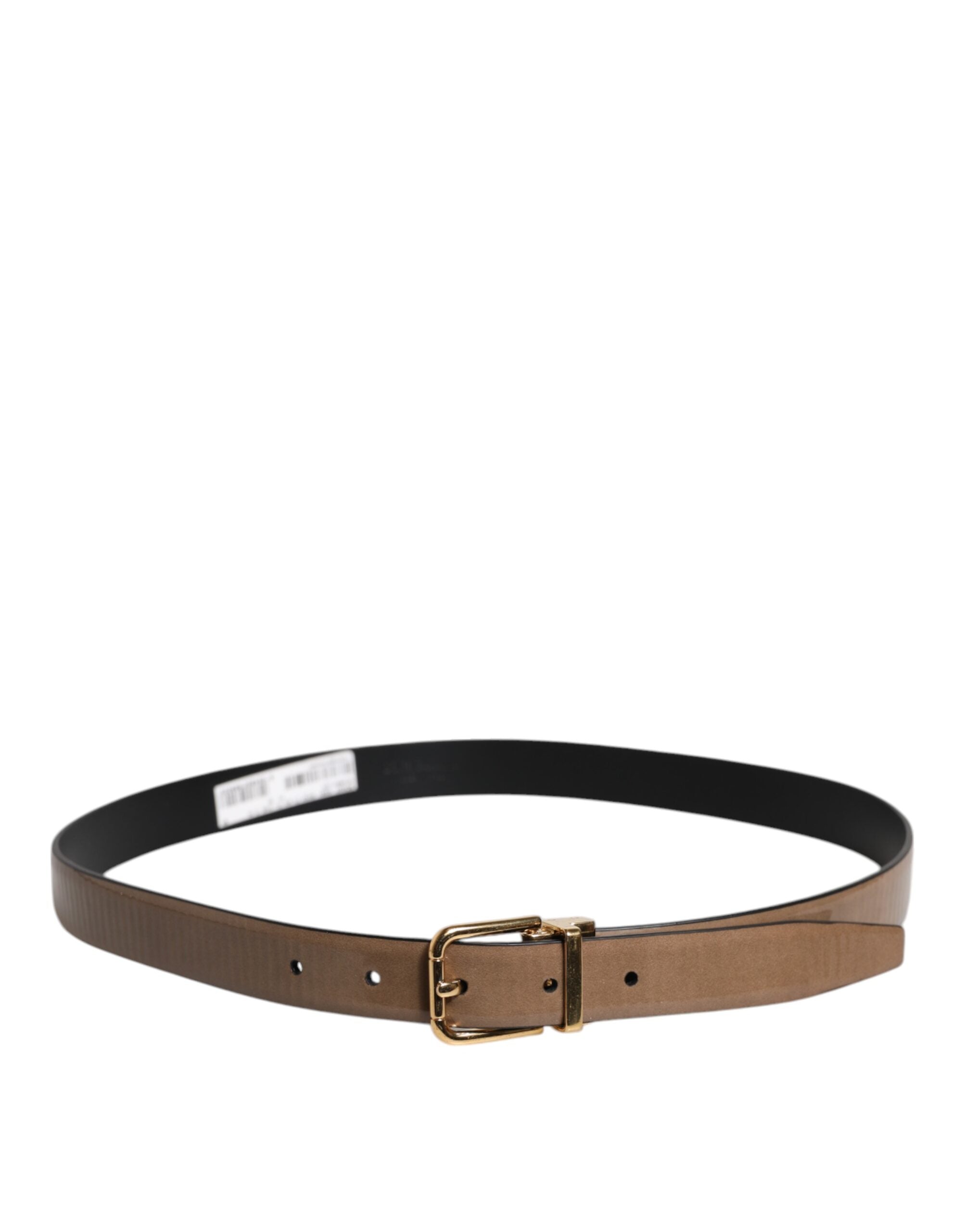 Dolce & Gabbana Brown Leather Classic Metal Logo Buckle Belt