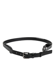Dolce & Gabbana Black Leather Classic Metal Logo Buckle Belt