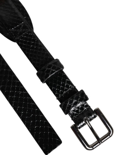 Dolce & Gabbana Black Leather Classic Metal Logo Buckle Belt