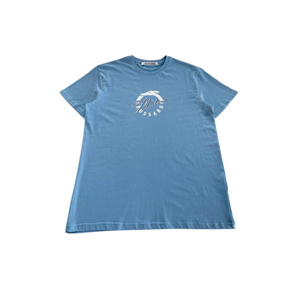 Ljusblå bomulls-T-shirt för män