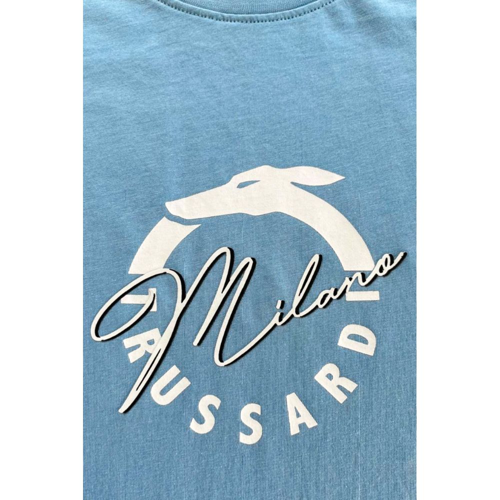 Ljusblå bomulls-T-shirt för män
