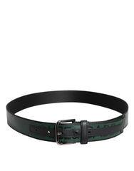 Dolce & Gabbana Green Black Classic Metal Logo Buckle Belt