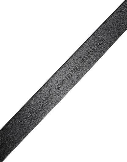 Dolce & Gabbana Black Calfskin Classic Metal Logo Buckle Belt