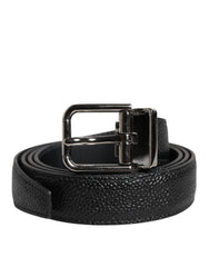 Dolce & Gabbana Black Calf Leather Classic Metal Buckle Belt
