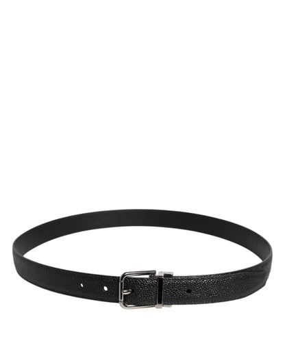 Dolce & Gabbana Black Calf Leather Classic Metal Buckle Belt