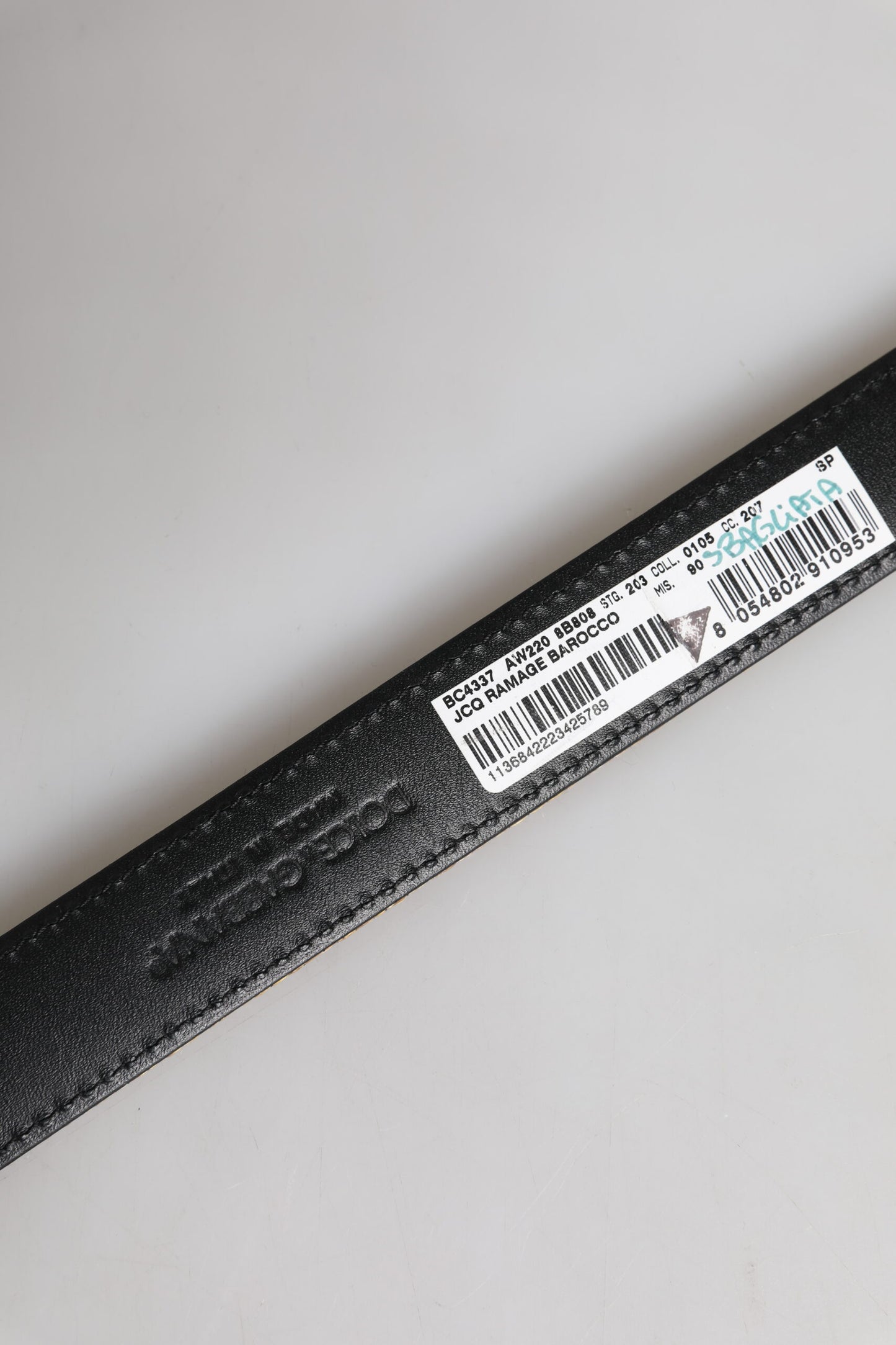 Dolce & Gabbana Gold Leather Jacquard Silver Metal Buckle Belt