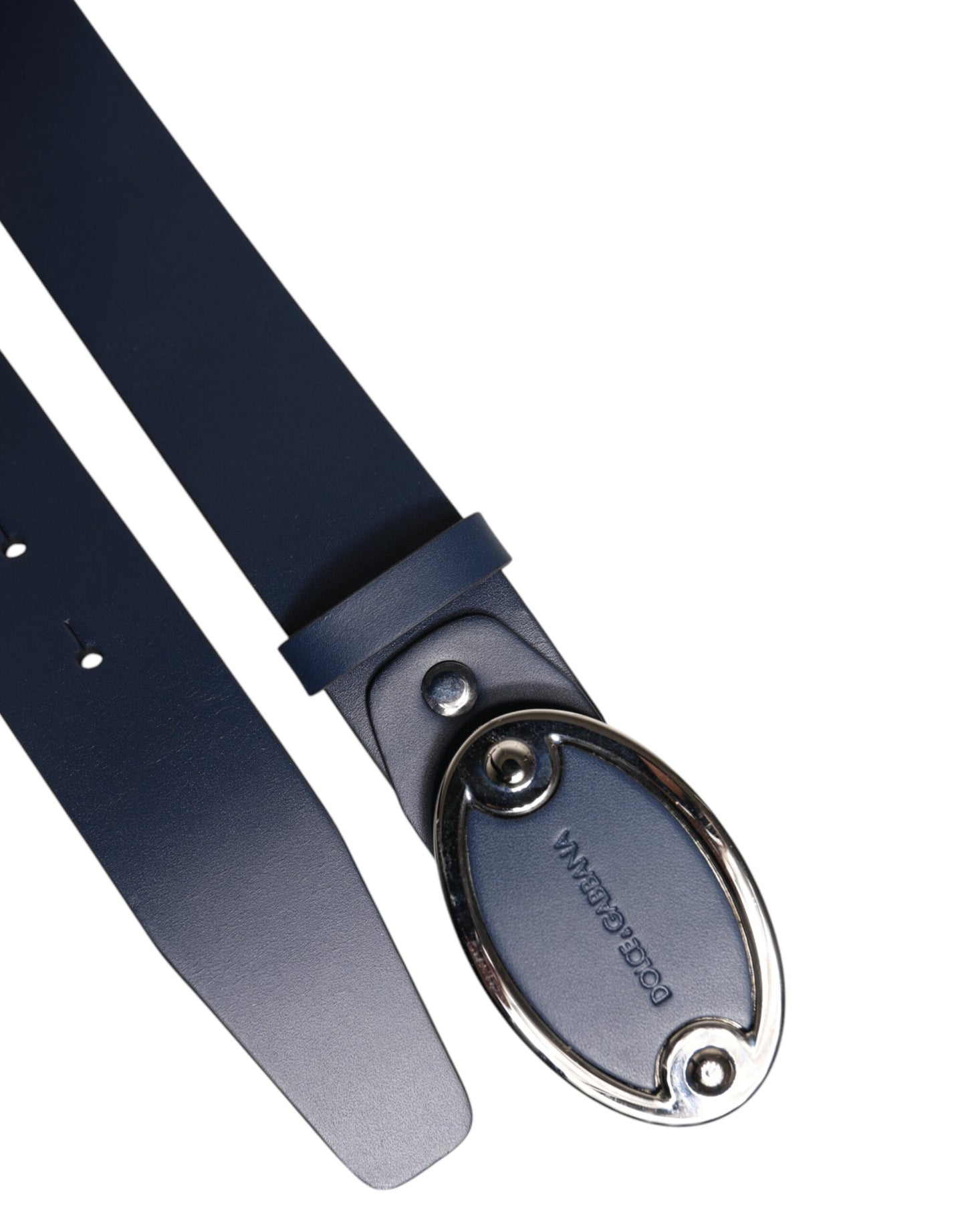 Dolce & Gabbana Blue Leather Classic Metal Logo Buckle Belt