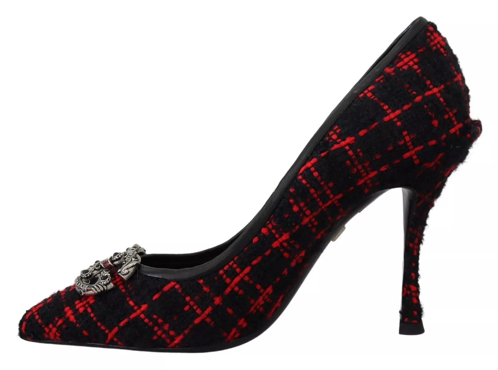Röd Svart Tweed DG Amore Klackar Pumps Skor