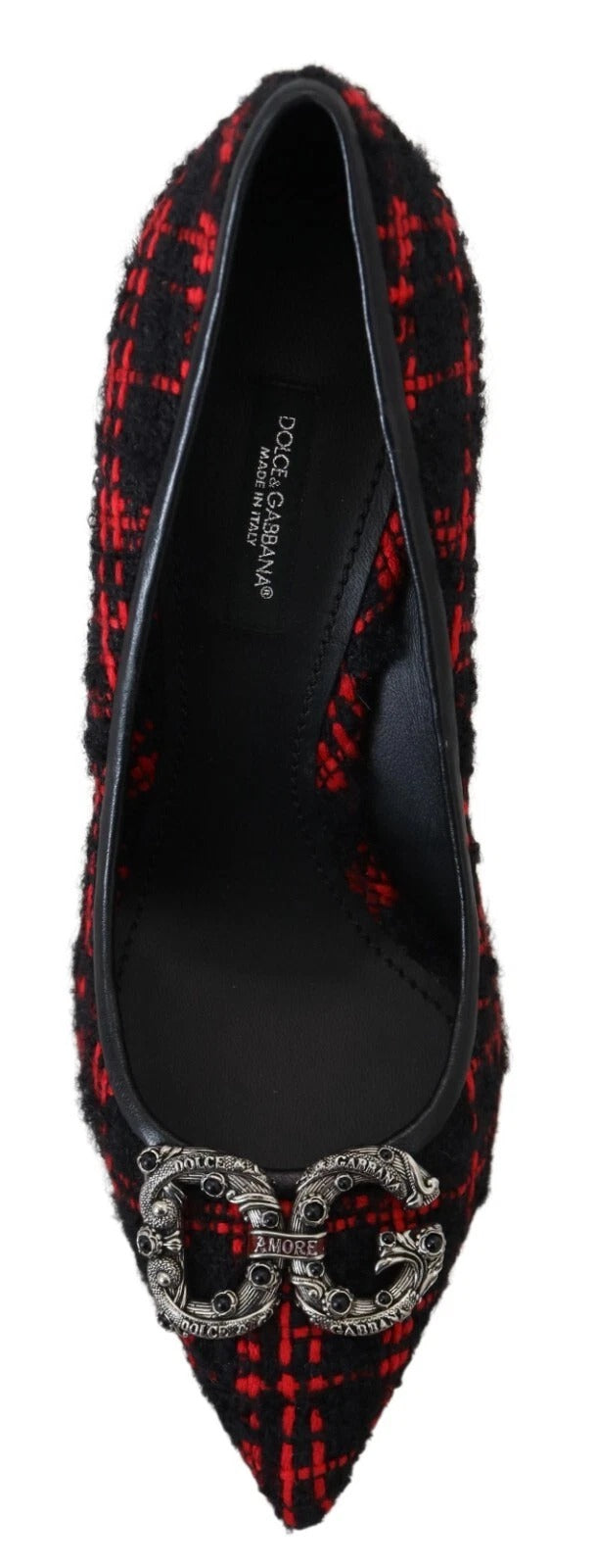 Röd Svart Tweed DG Amore Klackar Pumps Skor