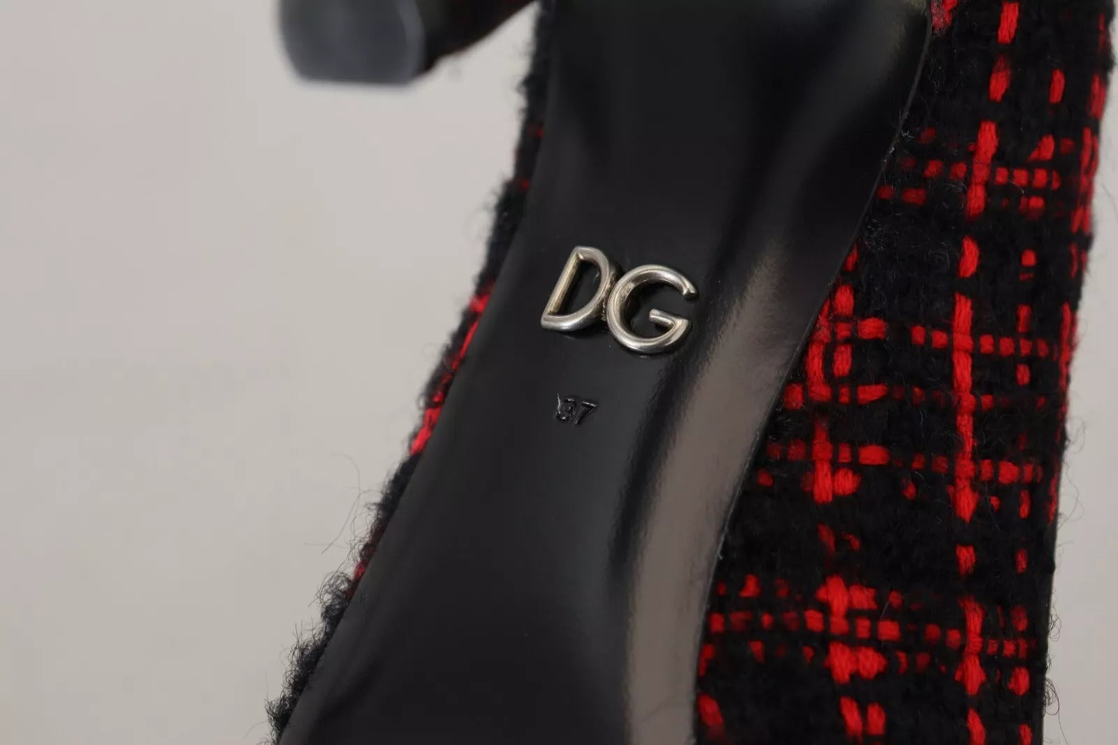 Röd Svart Tweed DG Amore Klackar Pumps Skor