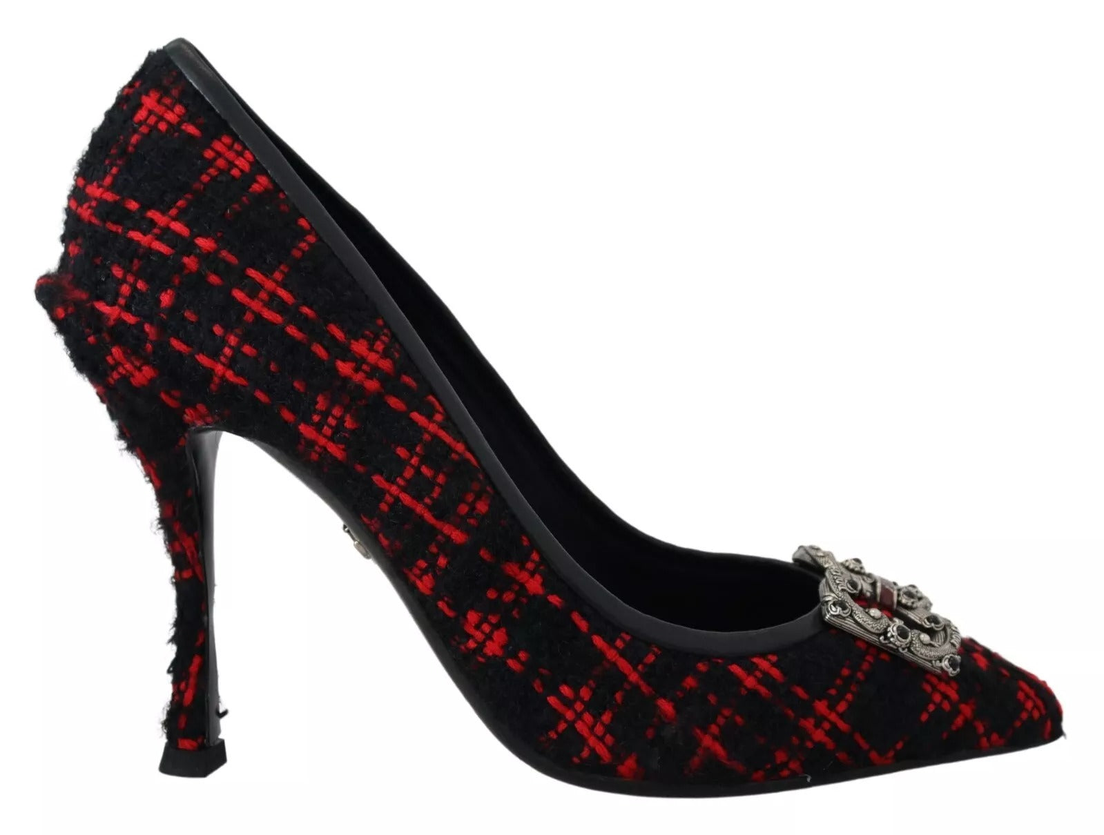 Röd Svart Tweed DG Amore Klackar Pumps Skor