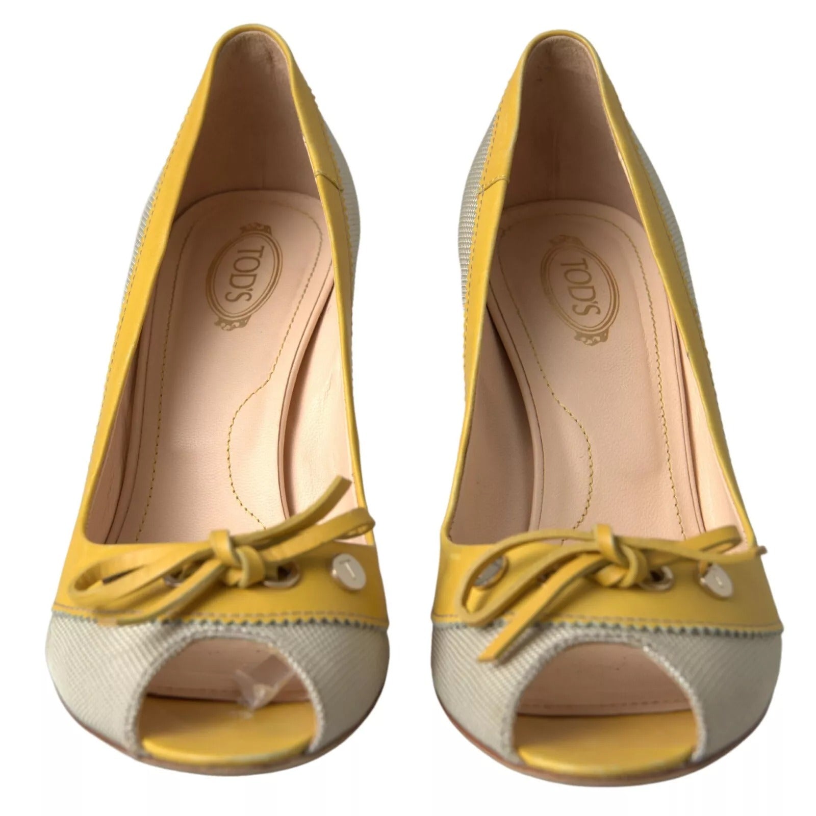 Gula Off White Peep Toe Pumps Skor
