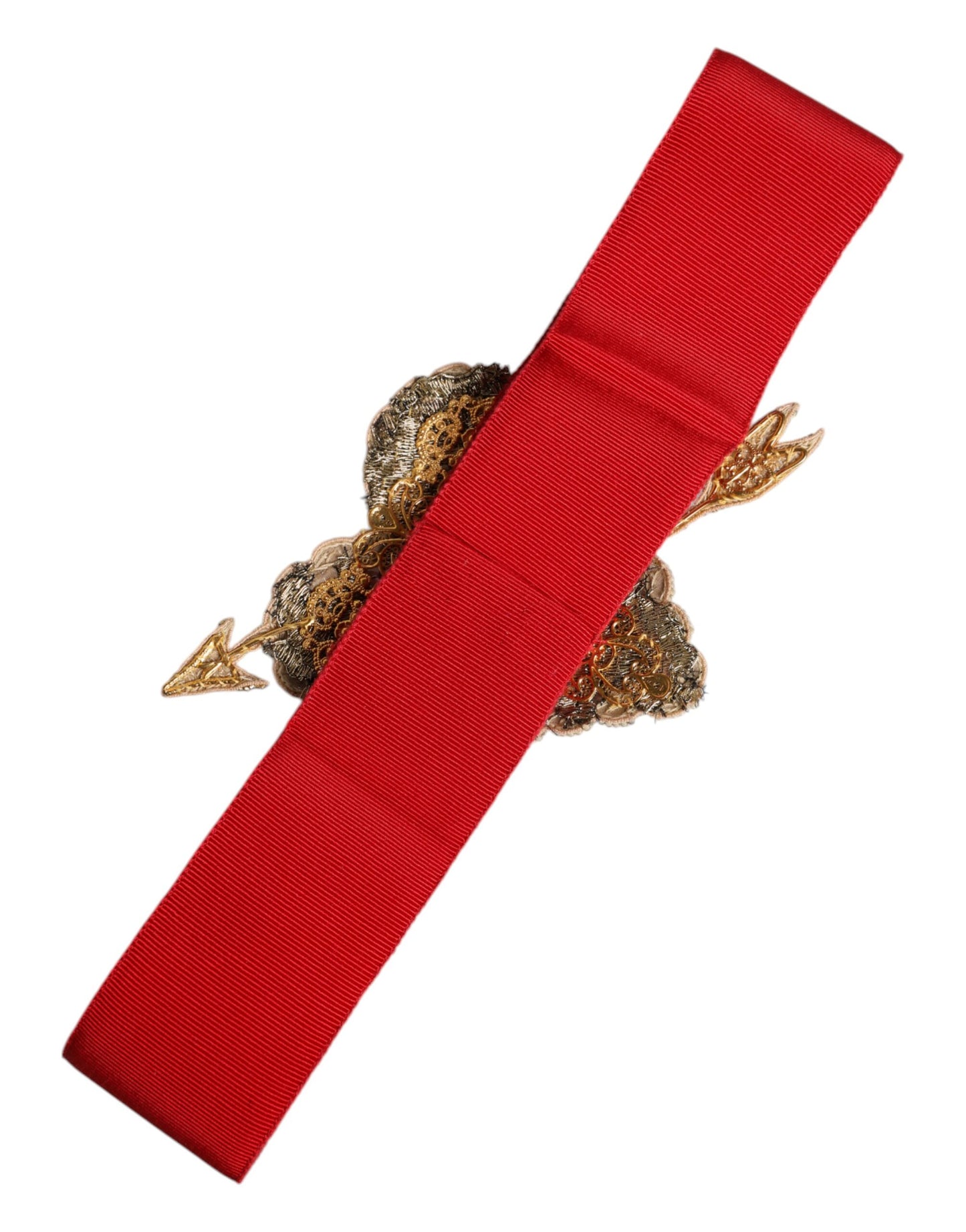Dolce & Gabbana Red Stretch Wide Waist Heart Embellished Belt
