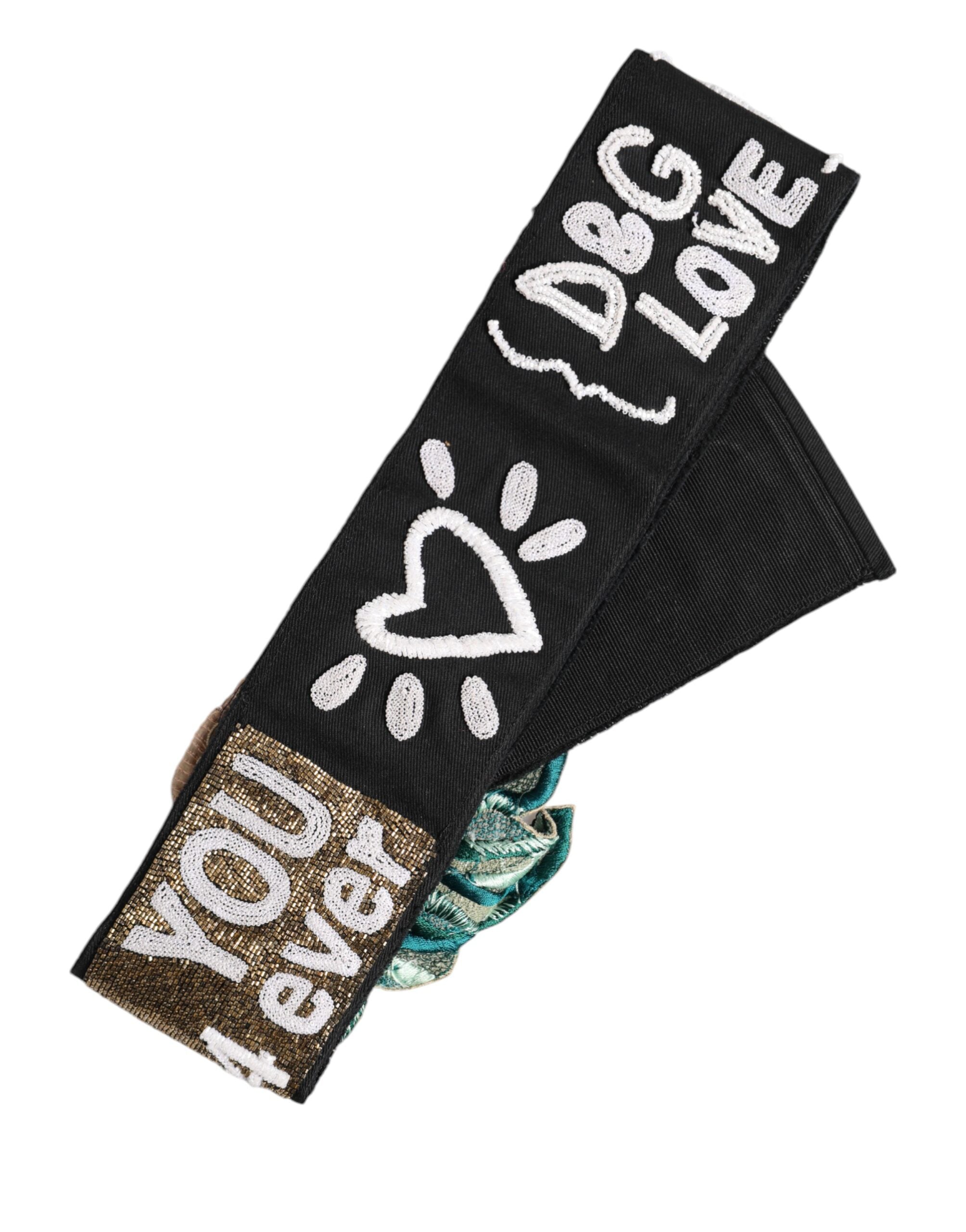 Dolce & Gabbana Black Stretch Multicolor Embellished Waist Belt