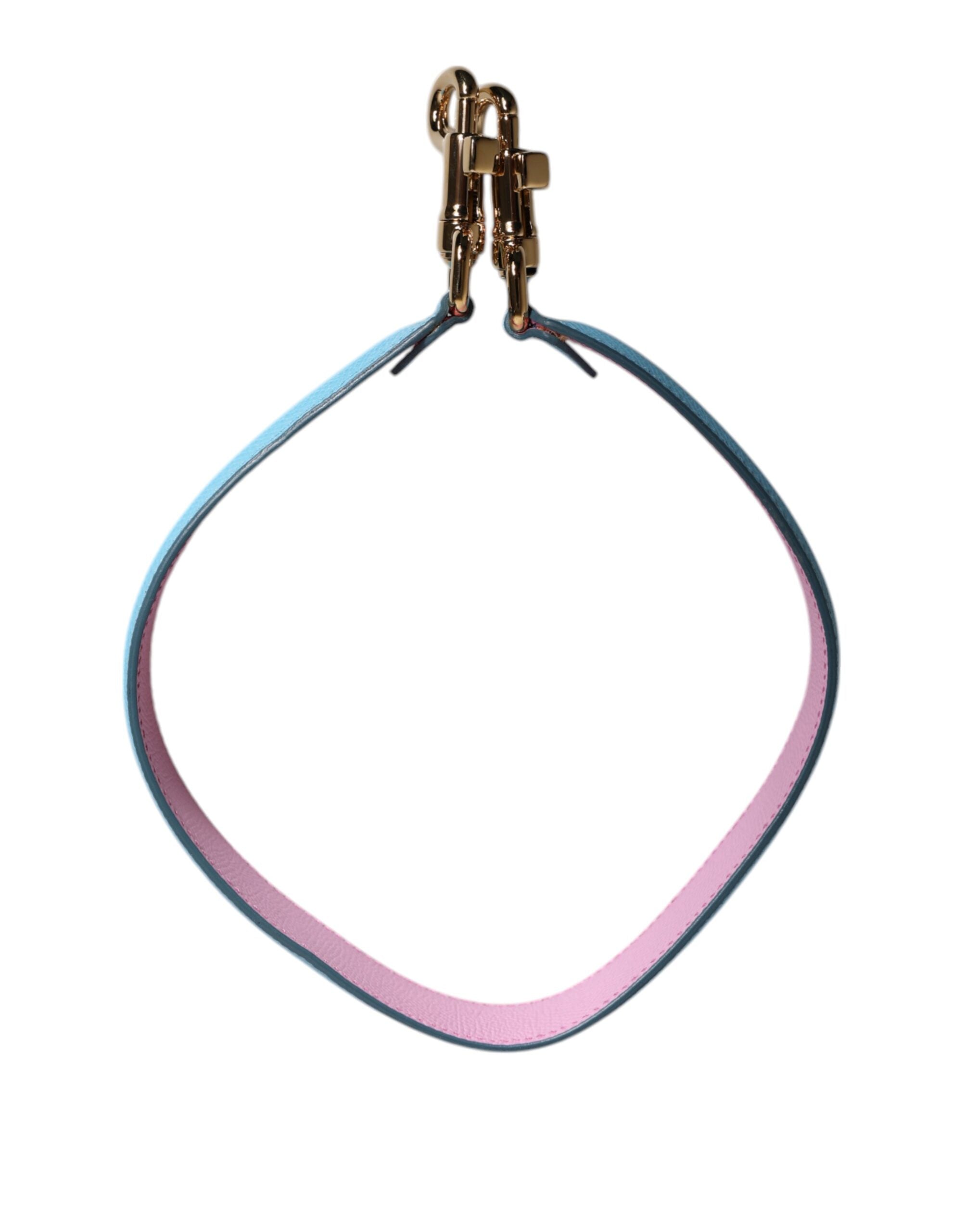 Rosa blå läderhandtag axelrem