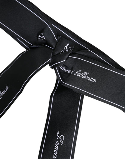 Dolce & Gabbana Black Waist Ribbon Wide Bow Logo Belt