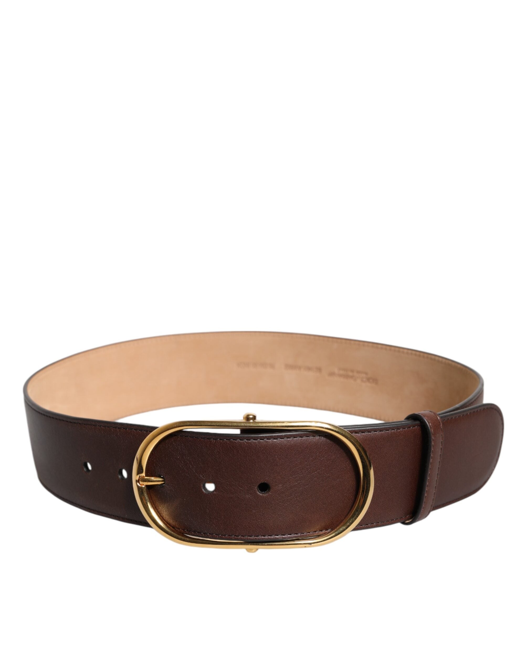 Dolce & Gabbana Brown Logo Engraved Metal Waist Buckle Belt