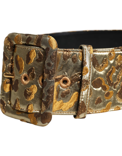 Dolce & Gabbana Gold Spotted Jacquard Fabric Wide Waist Belt
