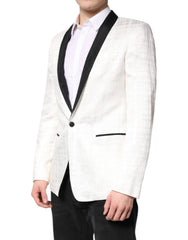Dolce & Gabbana White Black Single Breasted Coat Blazer Suit