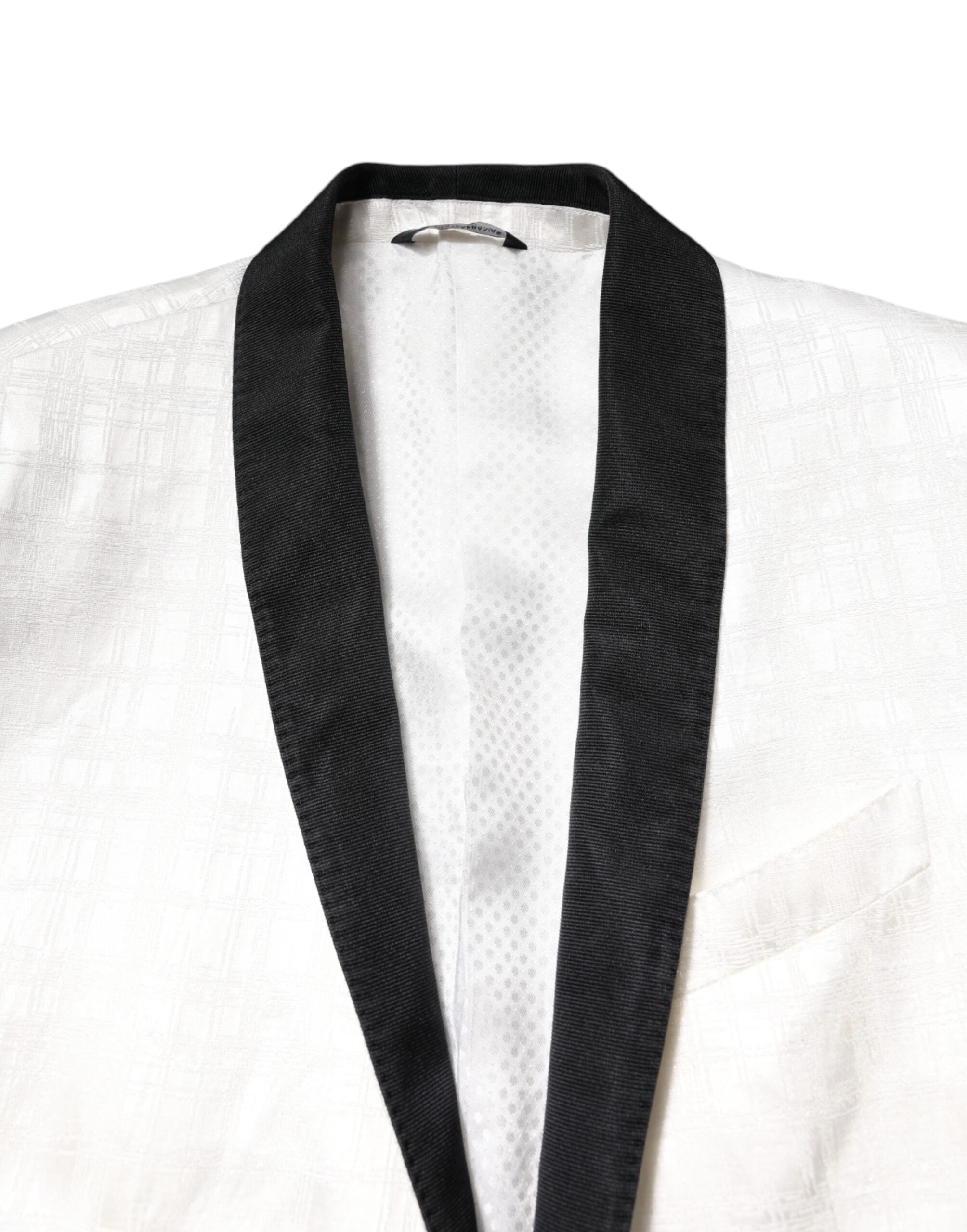 Dolce & Gabbana White Black Single Breasted Coat Blazer Suit