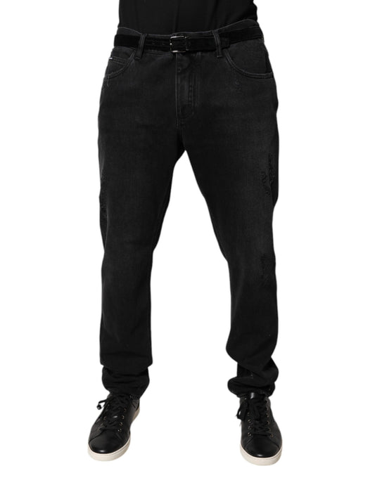 Dolce &amp; Gabbana Svarta Bomulls Skinny Herrjeans