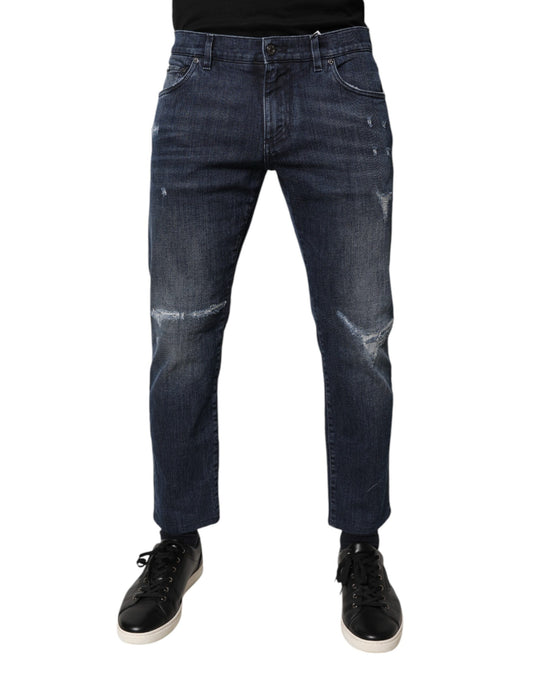 Dolce &amp; Gabbana Blå Bomullsstretch Skinny Herrjeans