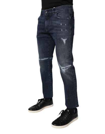 Dolce &amp; Gabbana Blå Bomullsstretch Skinny Herrjeans