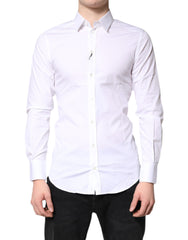 Dolce & Gabbana White Cotton Stretch GOLD Dress Formal Shirt