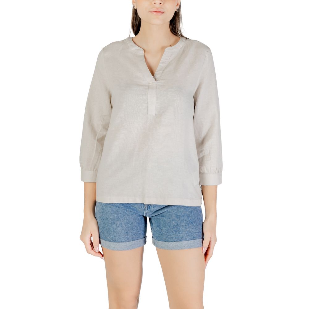 Beige linneblus