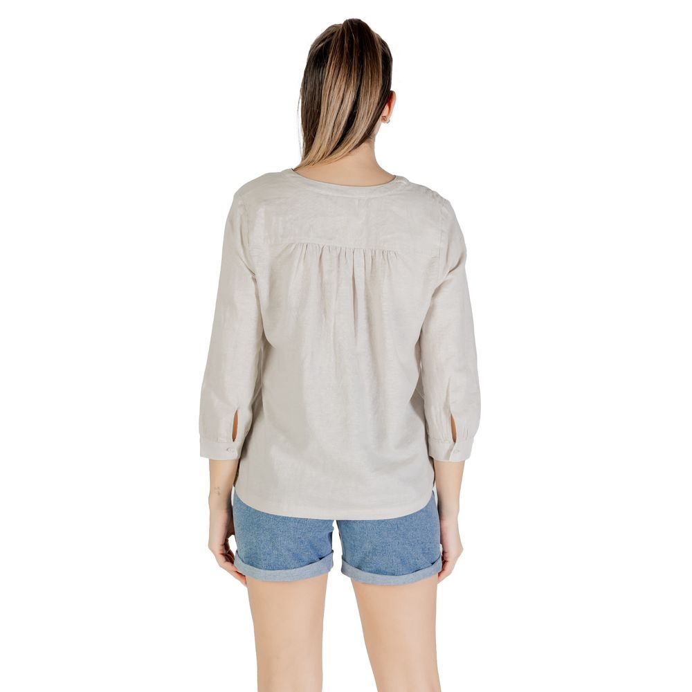 Beige linneblus