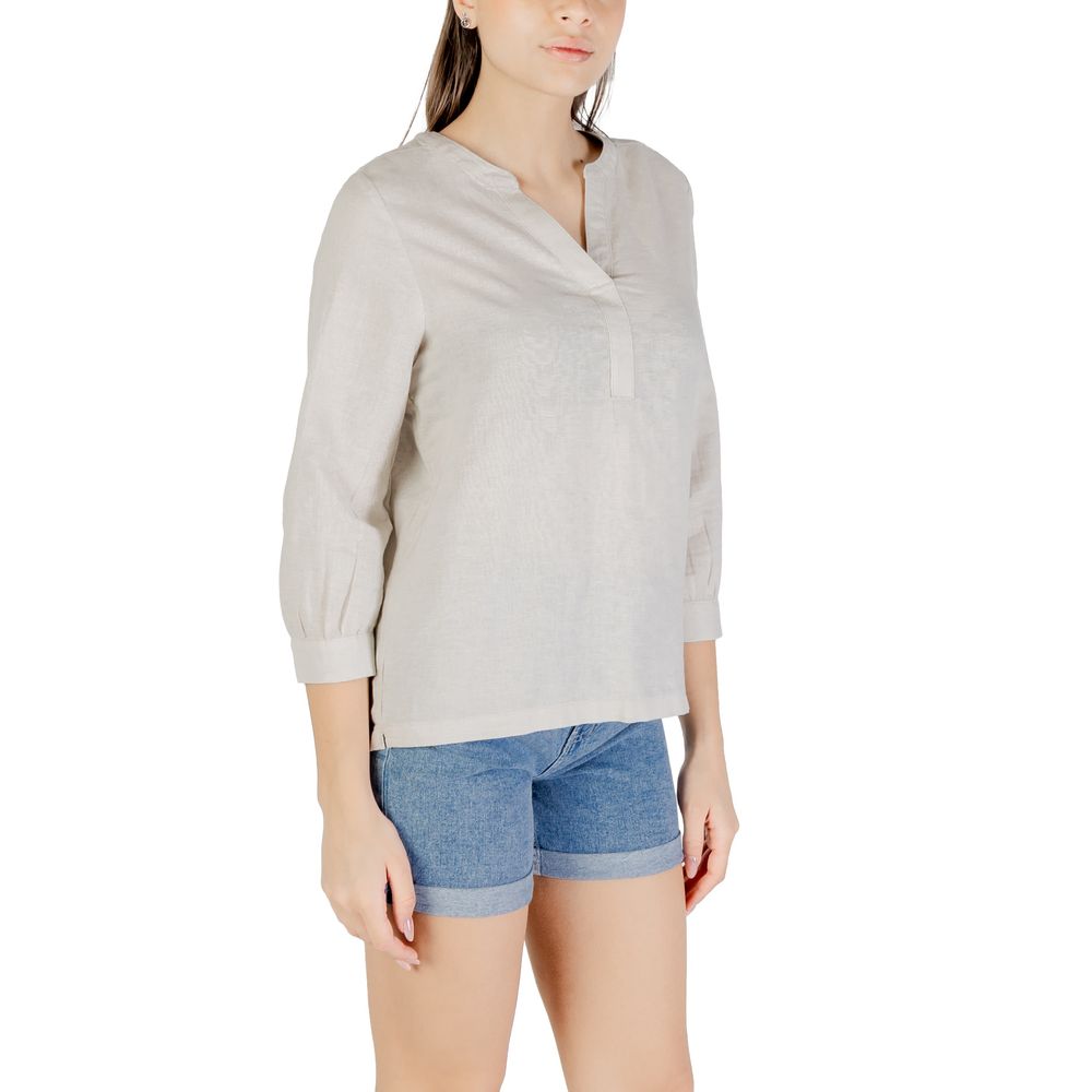 Beige linneblus
