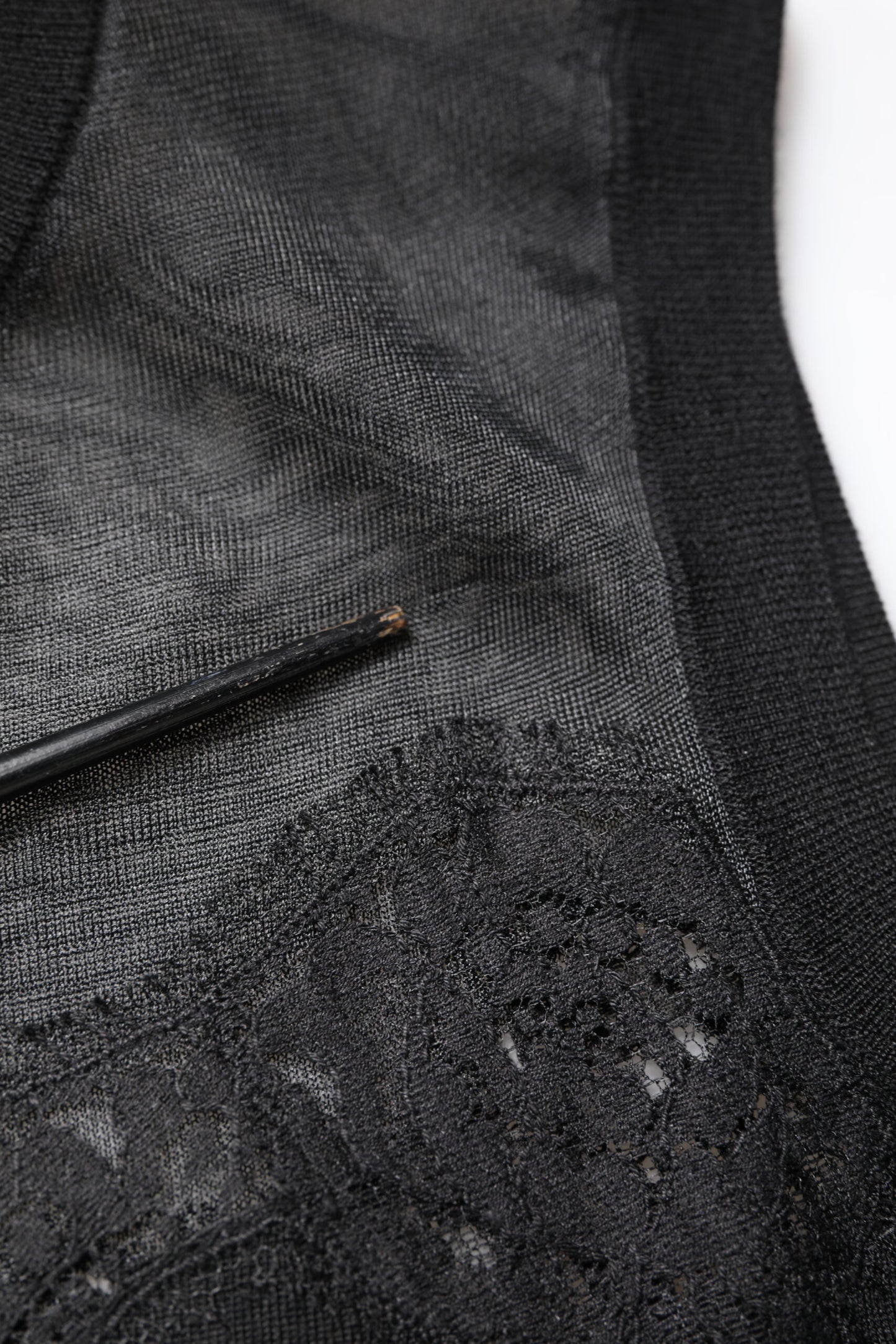 Dolce &amp; Gabbana Svart Spets Transparent Rundringad Ärmlös Topp