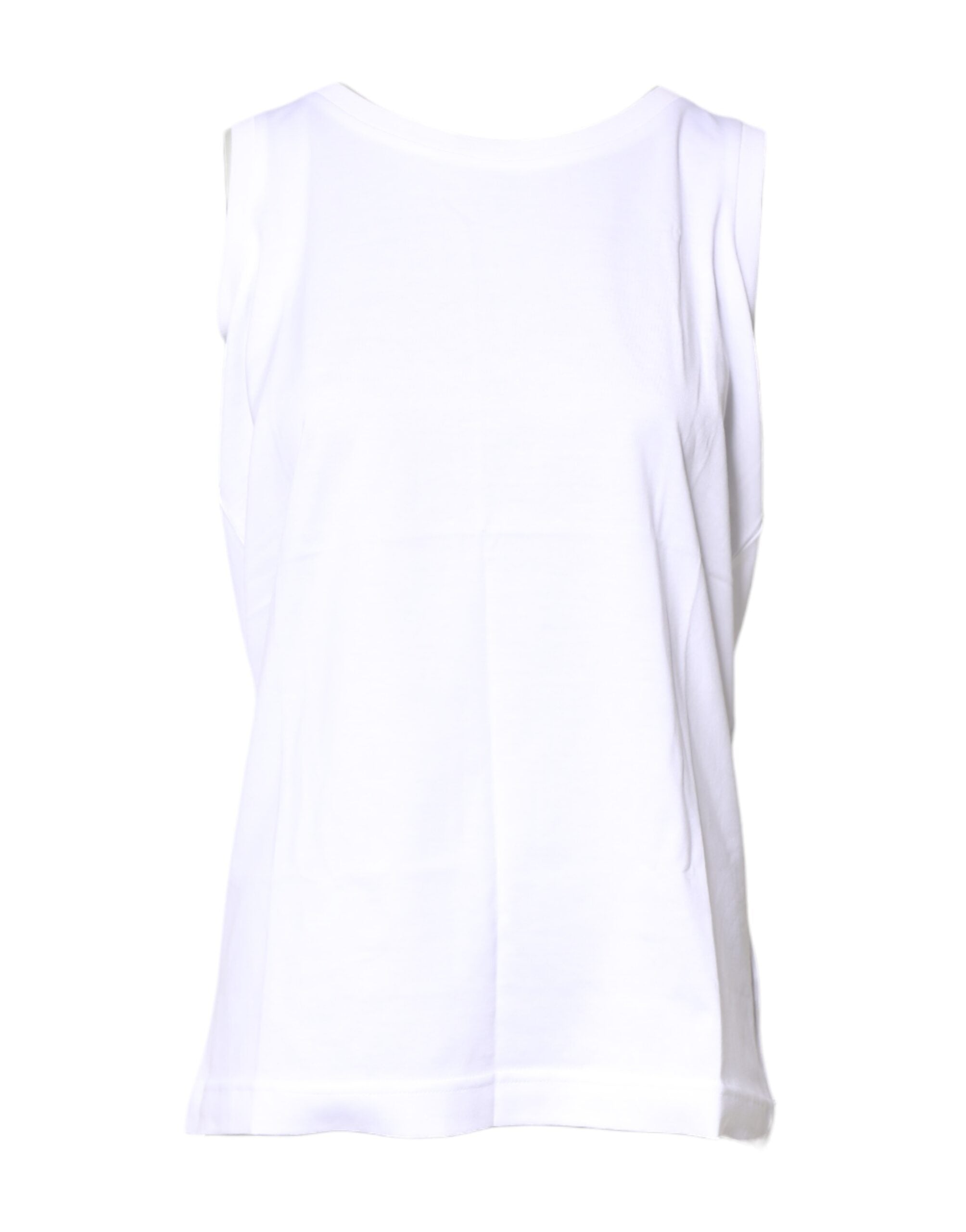 Dolce & Gabbana White Cotton Sleeveless Crew Neck T-shirt