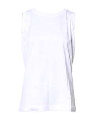 Dolce & Gabbana White Cotton Sleeveless Crew Neck T-shirt