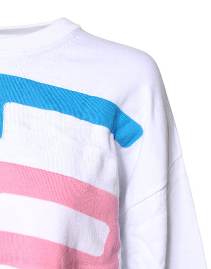 Love Moschino Vit T-shirt med långa ärmar i bomull och grafiskt tryck