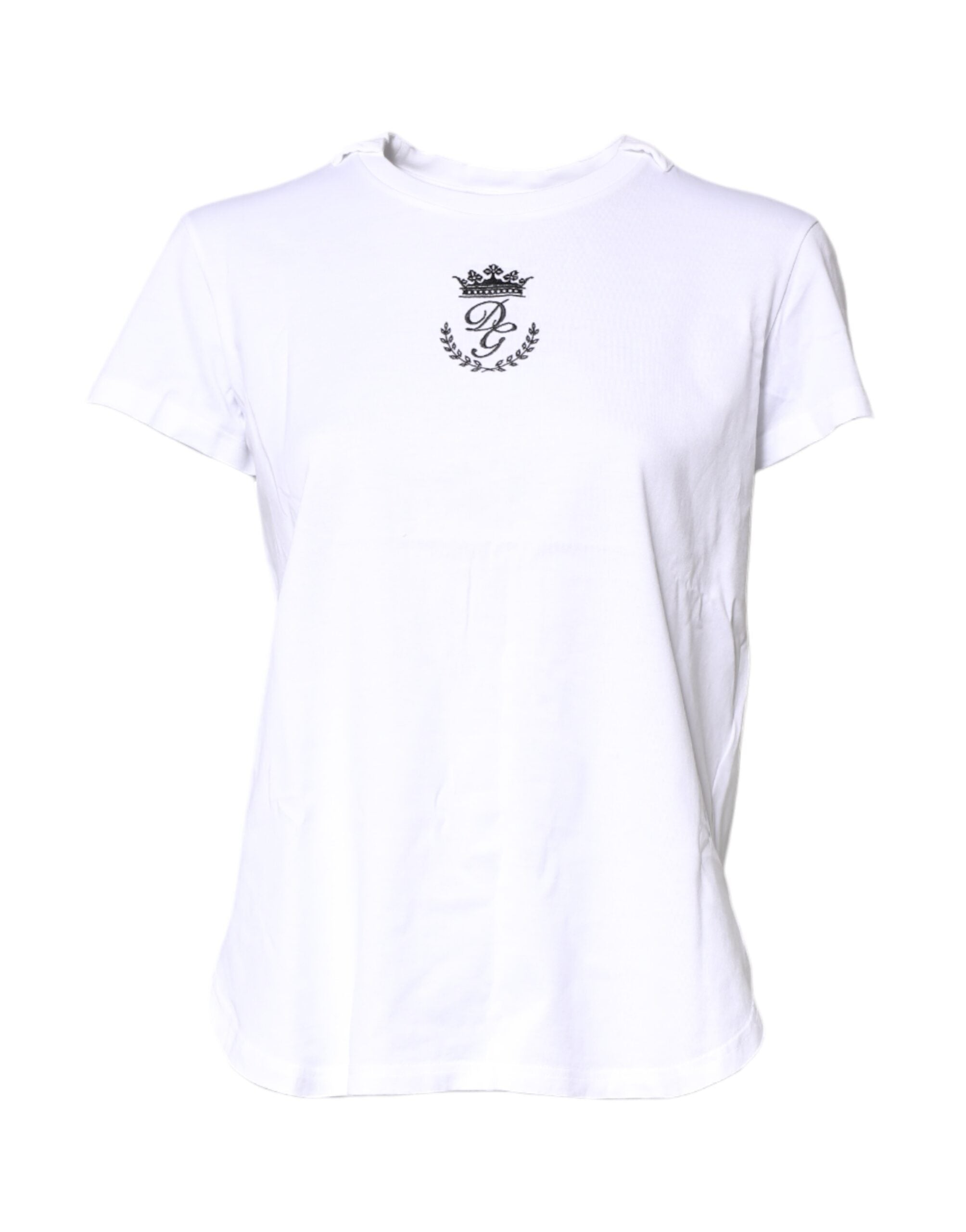 Dolce & Gabbana White Logo Crown Cotton Crew Neck T-shirt