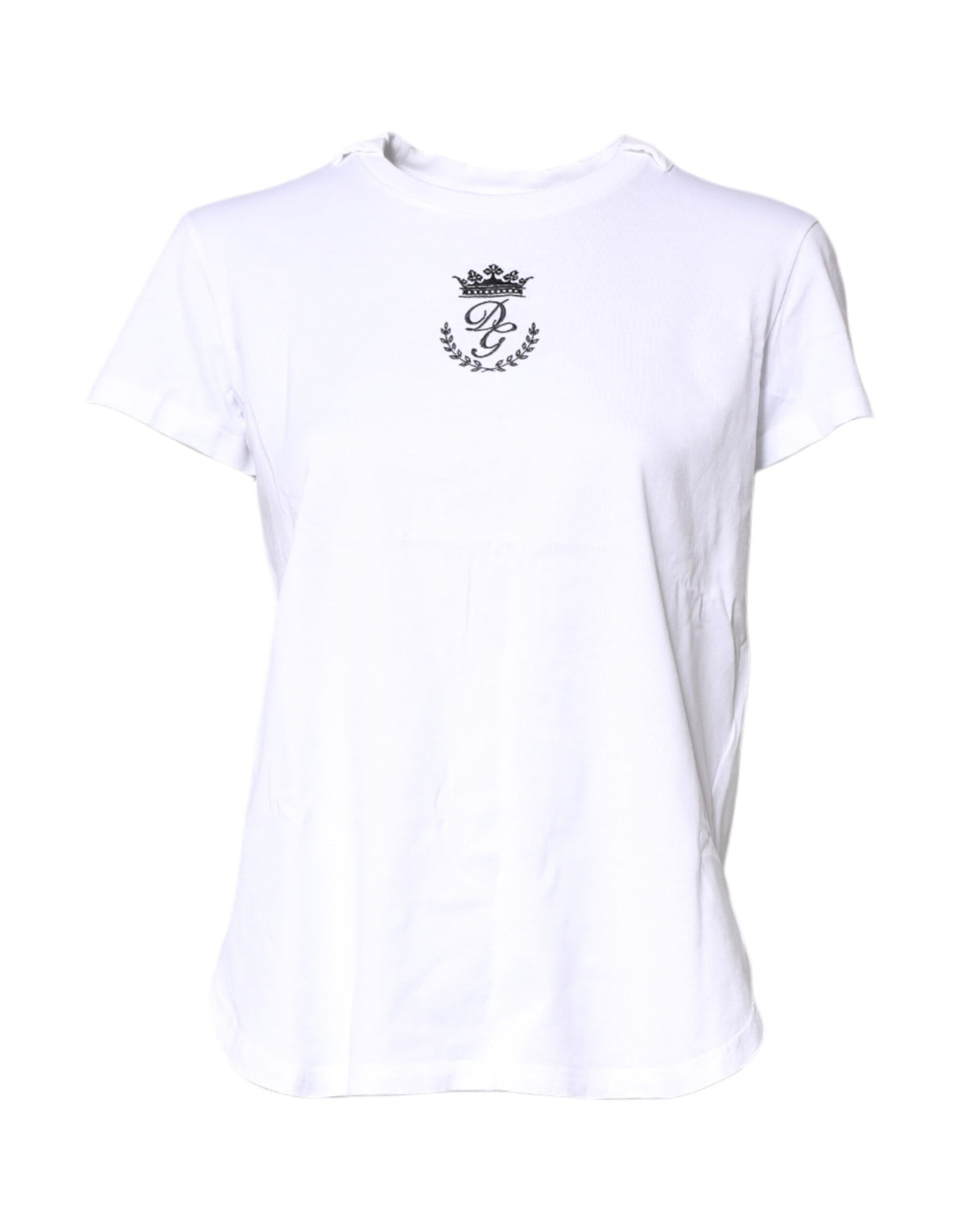 Dolce & Gabbana White Logo Crown Cotton Crew Neck T-shirt