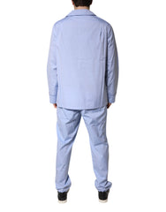 Dolce & Gabbana Light Blue DG Logo Cotton Men Pajama Set Sleepwear