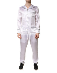 Dolce & Gabbana White Satin Silk Men Pajama Set Sleepwear
