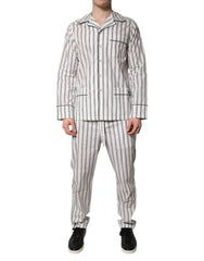 Dolce & Gabbana White Black Stripes Cotton Men Pajama Set Sleepwear
