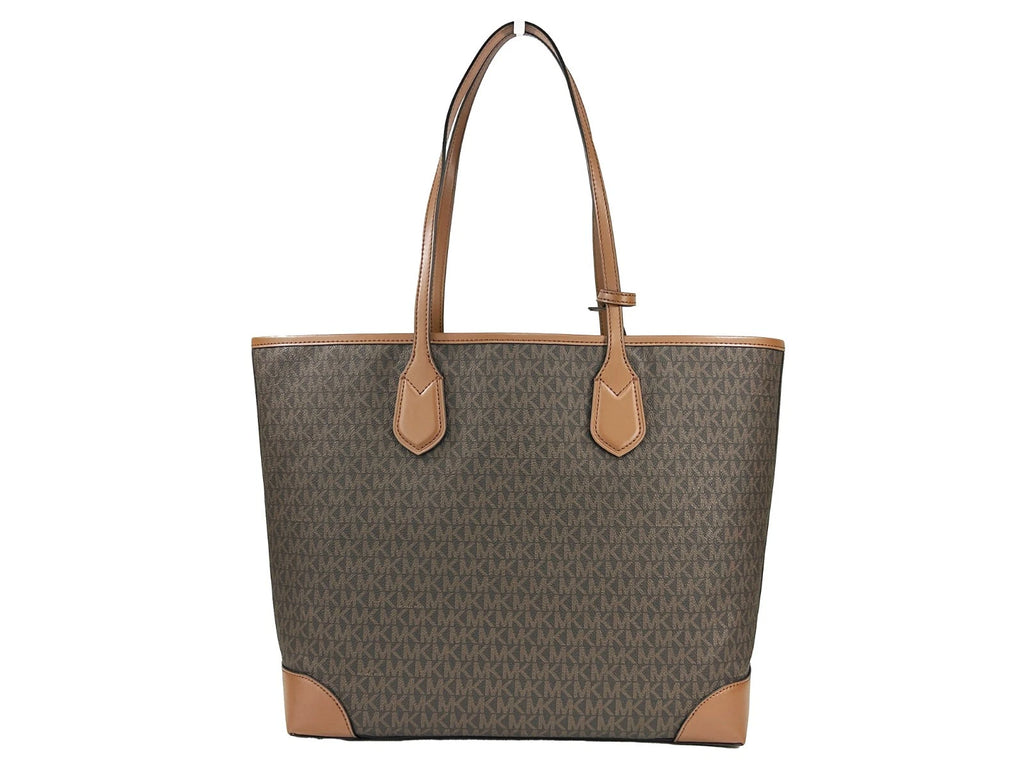 Eva Large Stripe Travel Tote Bag Plus Pouch Brown