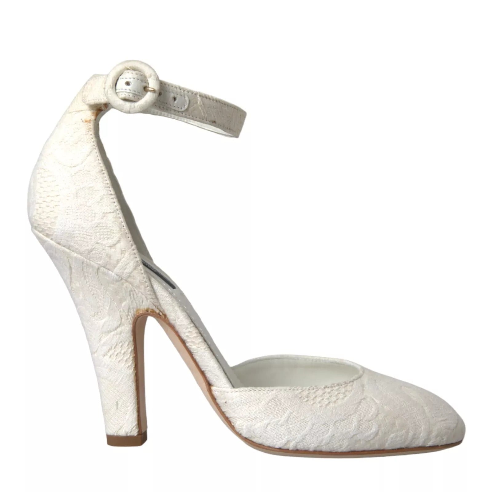 Vita blommiga jacquard Mary Janes klackskor pumps