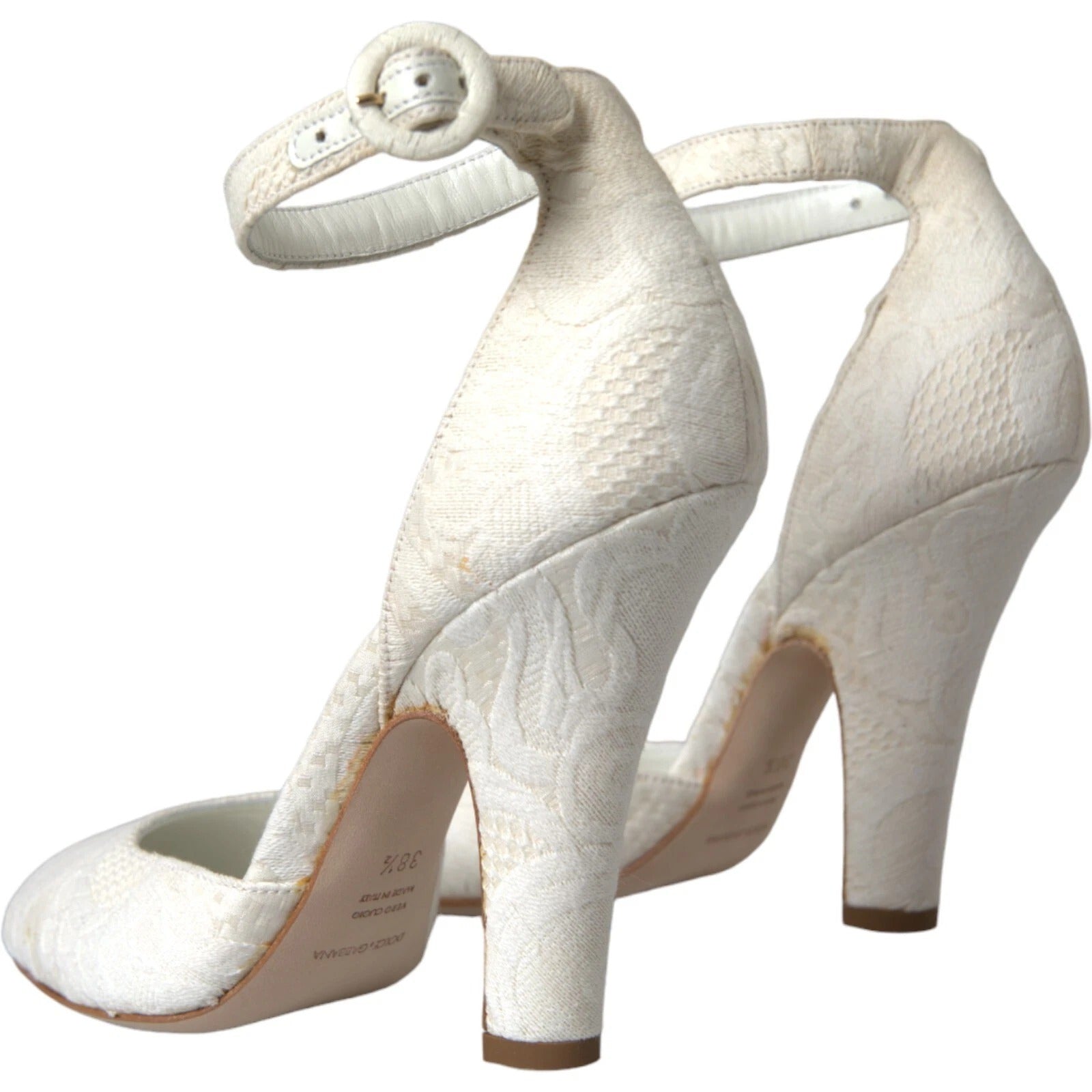 Vita blommiga jacquard Mary Janes klackskor pumps