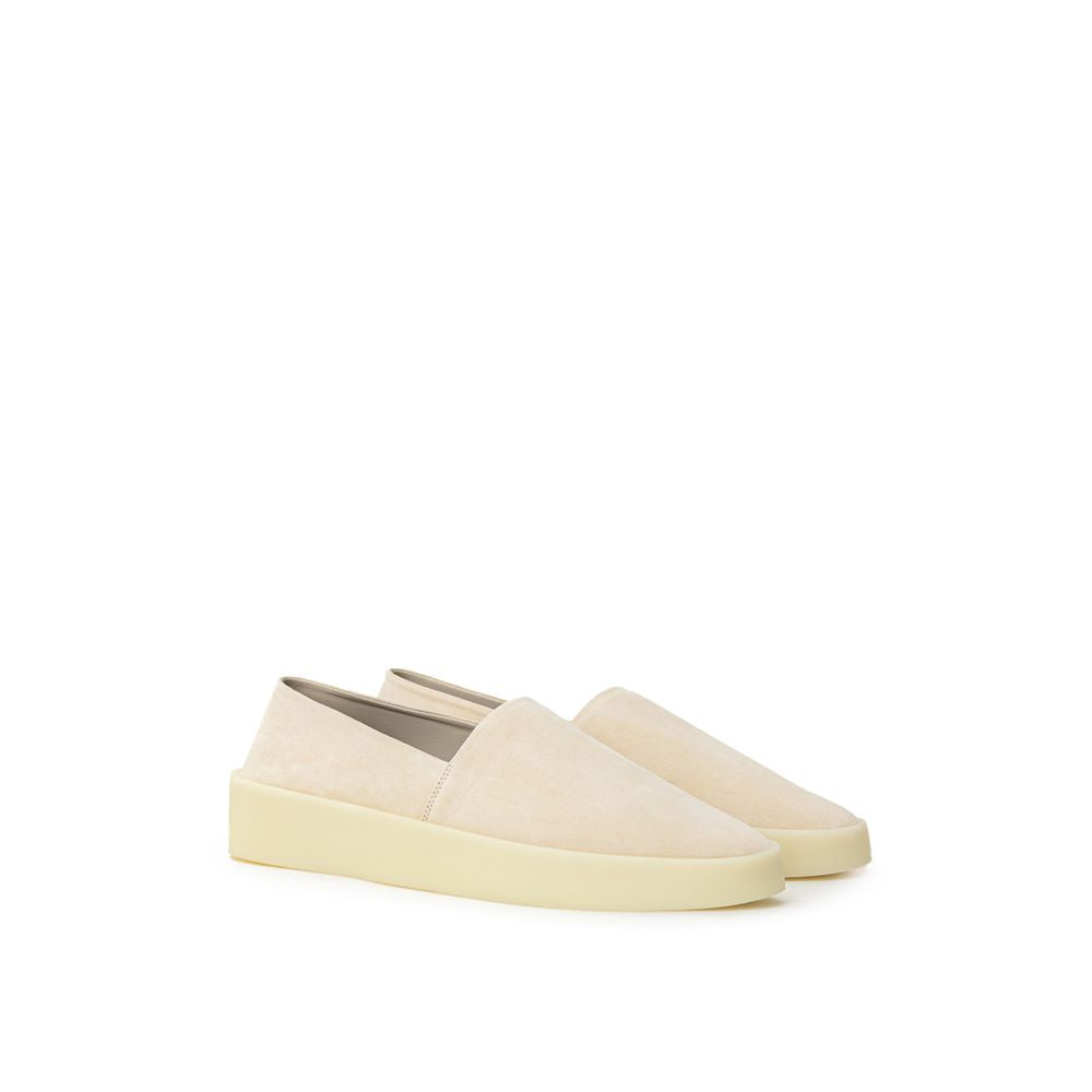 Beige slip-on loafers i skinn