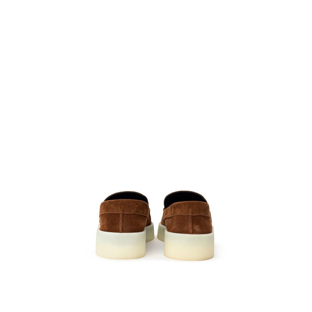 Brune slip-on-loafers i skinn