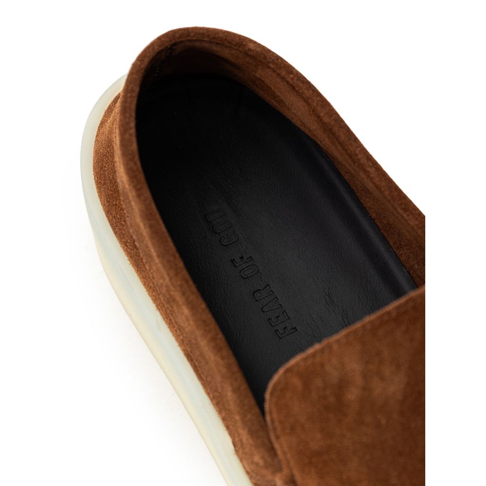 Brune slip-on-loafers i skinn