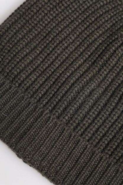 Dolce &amp; Gabbana mørkegrå kasjmirstrikket vinterlue